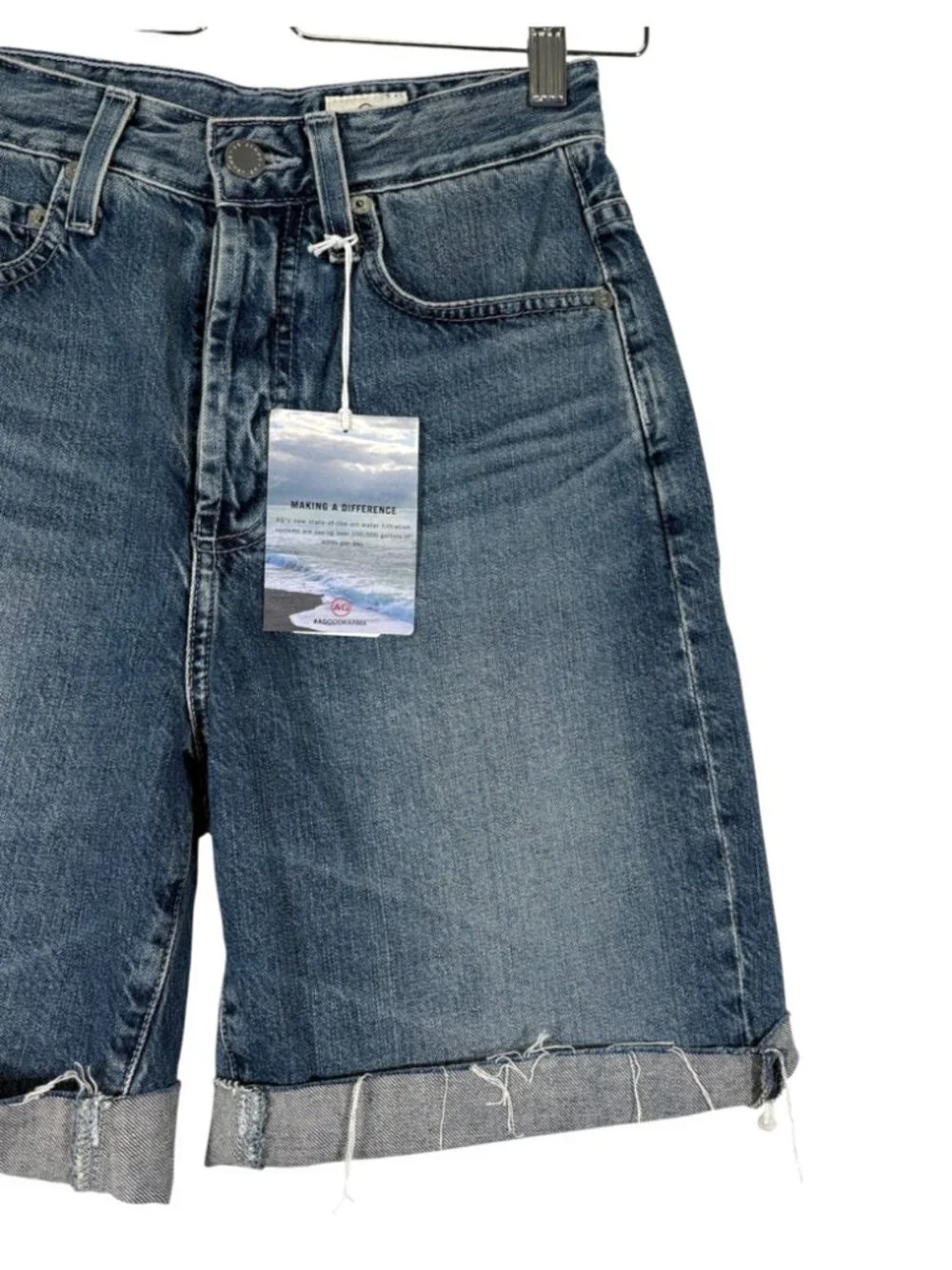NEW AG Adriano Goldschmied Kerah Long Jean Shorts Size 24 - Picture 5 of 10